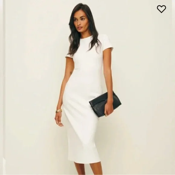 Reformation White Ribbed Sheath Dress - Picture 2 of 6